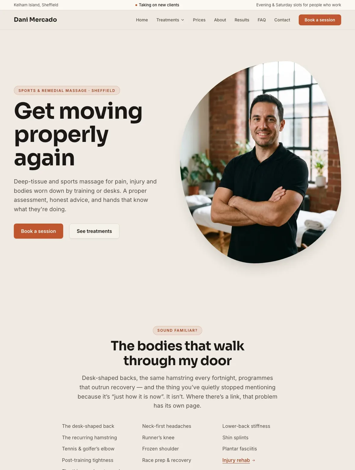 The Ember template — homepage on desktop and mobile