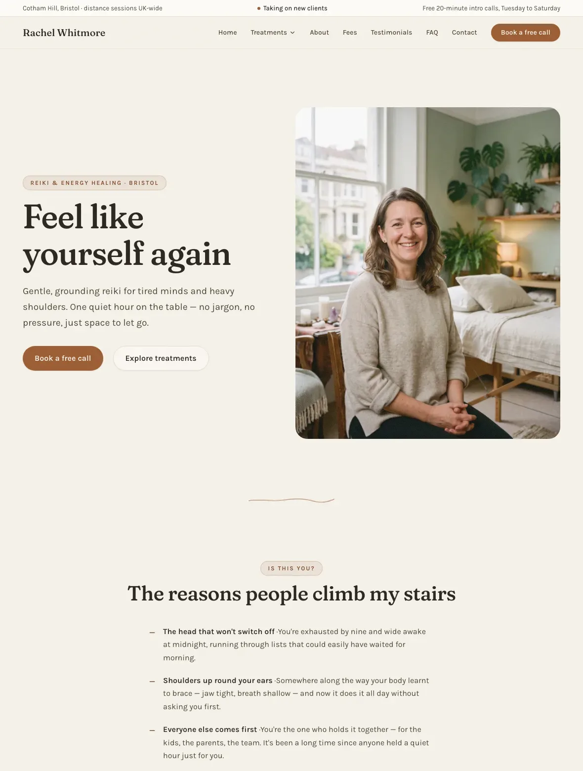 The Grounded template — homepage on desktop and mobile